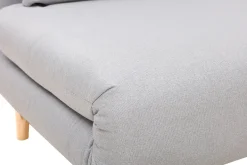 Fauteuil convertible scandinave en tissu gris clair et bois clair AMIKO
