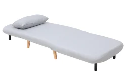 Fauteuil convertible scandinave en tissu gris clair et bois clair AMIKO
