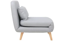 Fauteuil convertible scandinave en tissu gris clair et bois clair AMIKO