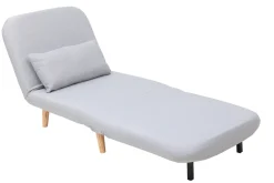 Fauteuil convertible scandinave en tissu gris clair et bois clair AMIKO