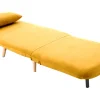 Fauteuil convertible scandinave en tissu effet velours jaune moutarde et bois clair AMIKO