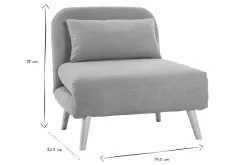 Fauteuil convertible scandinave en tissu effet velours jaune moutarde et bois clair AMIKO