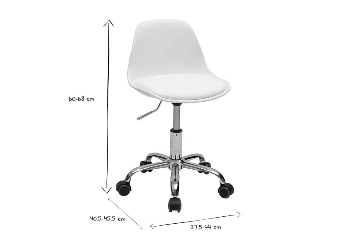 Fauteuil de bureau blanc enfant à roulettes STEEVY