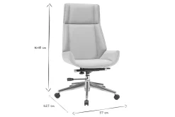 Fauteuil de bureau de direction design en tissu gris clair, bois clair et acier chromé CURVED
