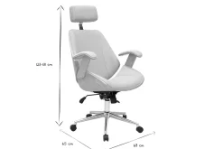 Fauteuil de bureau de direction design en tissu gris, bois clair et acier chromé MUSK