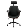 Fauteuil de bureau de direction design noir, bois foncé et métal noir MUSK