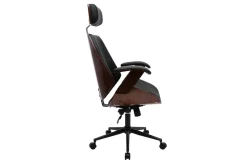 Fauteuil de bureau de direction design noir, bois foncé et métal noir MUSK