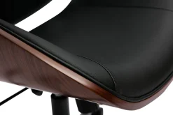 Fauteuil de bureau de direction design noir, bois foncé et métal noir MUSK