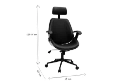 Fauteuil de bureau de direction design noir, bois foncé et métal noir MUSK