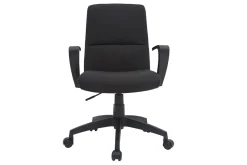 Fauteuil de bureau à roulettes design noire en tissu et métal CHUCK