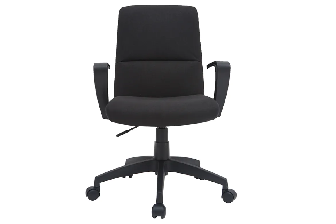 Fauteuil de bureau à roulettes design noire en tissu et métal CHUCK