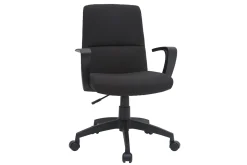 Fauteuil de bureau à roulettes design noire en tissu et métal CHUCK