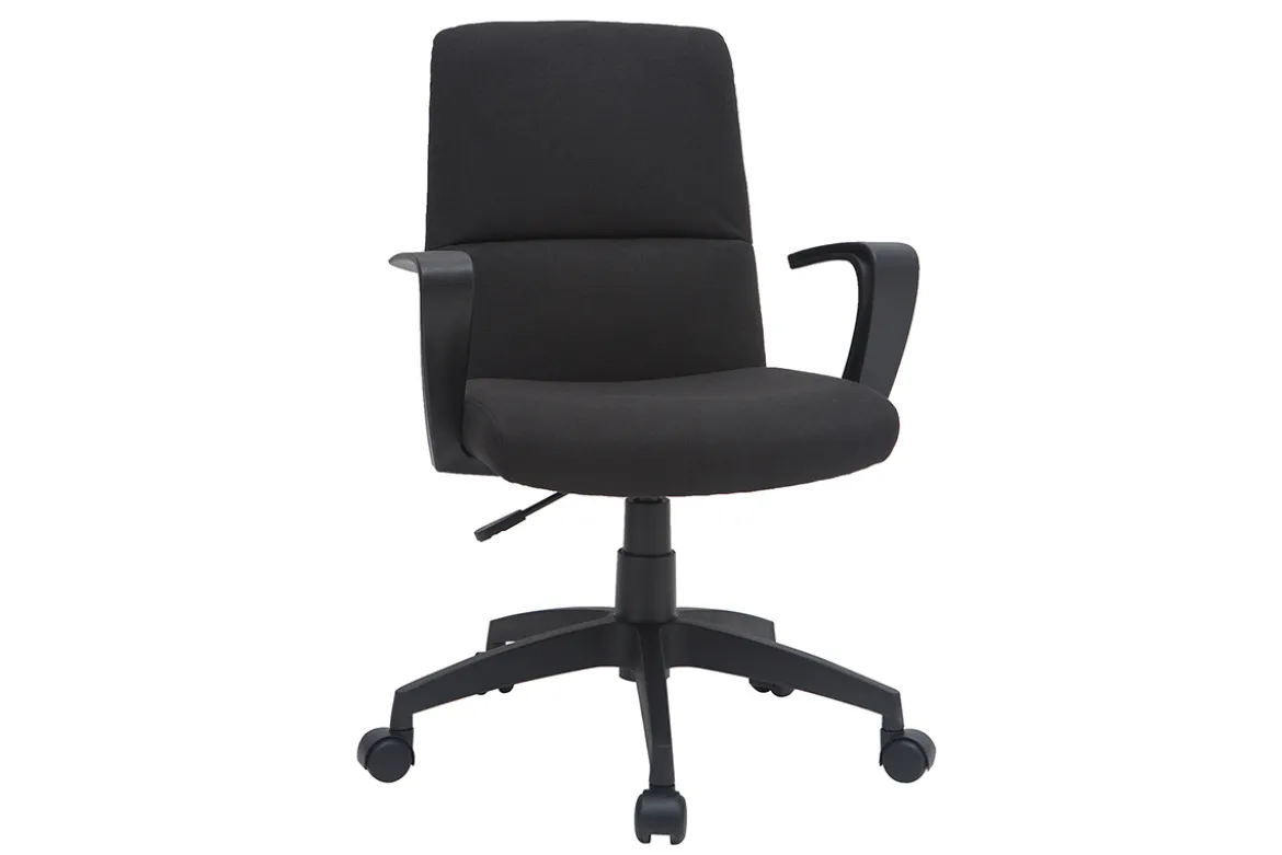 Fauteuil de bureau à roulettes design noire en tissu et métal CHUCK