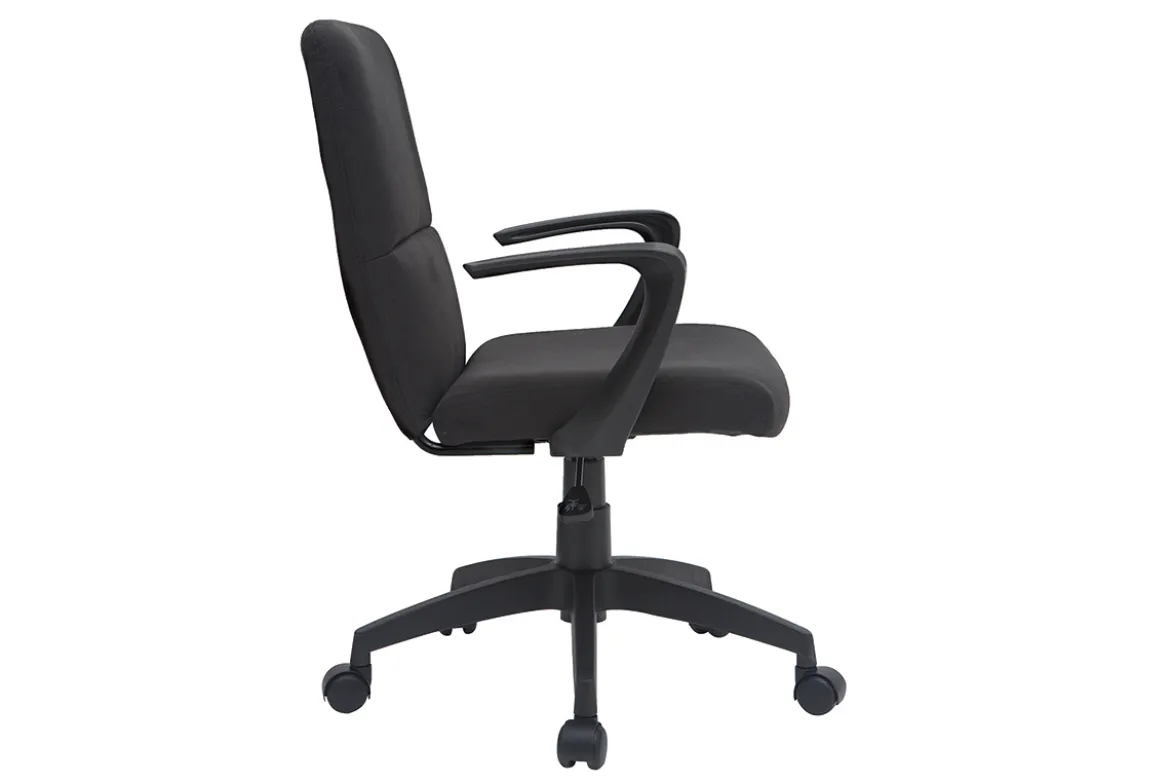 Fauteuil de bureau à roulettes design noire en tissu et métal CHUCK