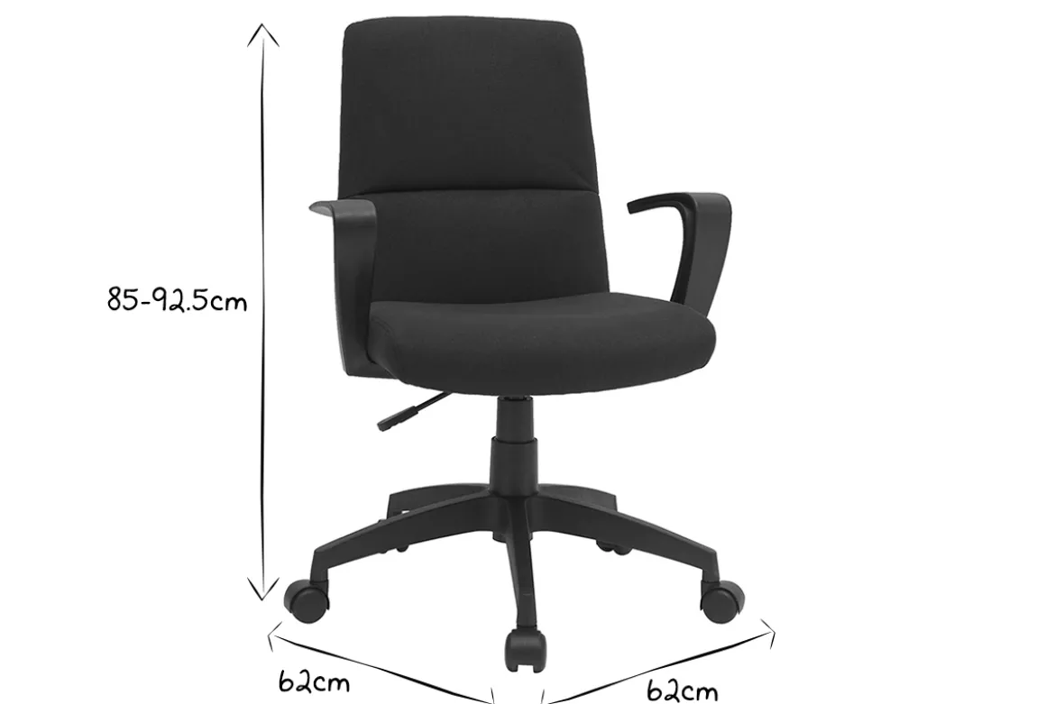 Fauteuil de bureau à roulettes design noire en tissu et métal CHUCK