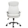 Fauteuil de bureau à roulettes design blanc et acier chromé WALL STREET