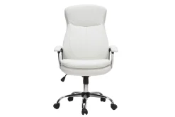 Fauteuil de bureau à roulettes design blanc et acier chromé WALL STREET