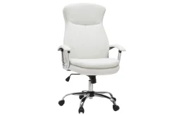 Fauteuil de bureau à roulettes design blanc et acier chromé WALL STREET