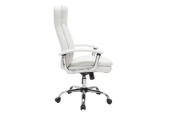 Fauteuil de bureau à roulettes design blanc et acier chromé WALL STREET