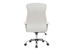 Fauteuil de bureau à roulettes design blanc et acier chromé WALL STREET
