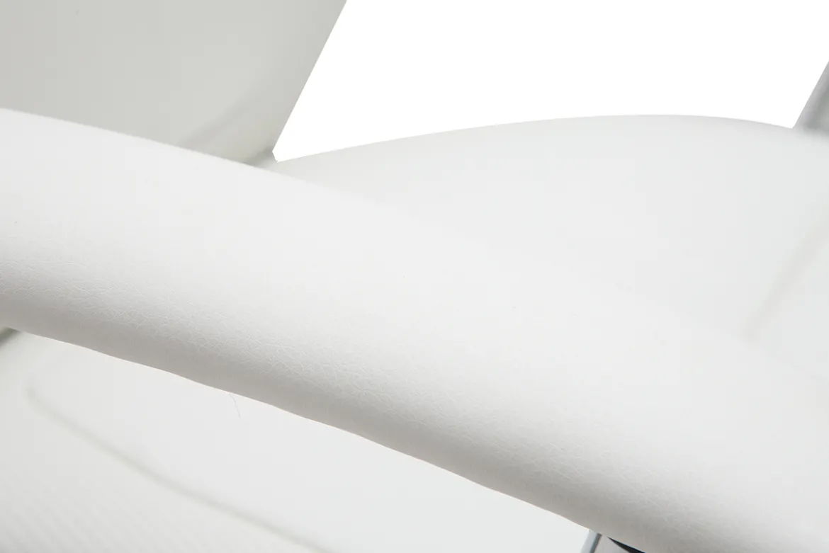 Fauteuil de bureau à roulettes design blanc et acier chromé WALL STREET