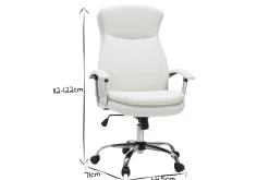 Fauteuil de bureau à roulettes design blanc et acier chromé WALL STREET