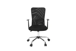Fauteuil de bureau à roulettes design en mesh noir et acier chromé PLUZ