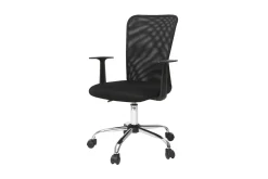 Fauteuil de bureau à roulettes design en mesh noir et acier chromé PLUZ