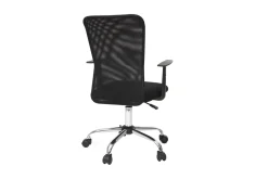 Fauteuil de bureau à roulettes design en mesh noir et acier chromé PLUZ