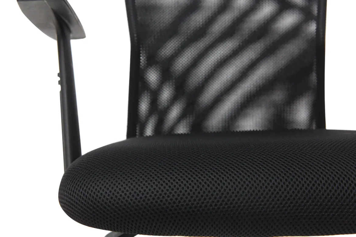 Fauteuil de bureau à roulettes design en mesh noir et acier chromé PLUZ