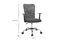 Fauteuil de bureau à roulettes design en mesh noir et acier chromé PLUZ