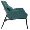 Fauteuil design en tissu effet velours bleu canard et métal noir MAXINE