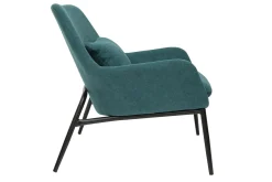 Fauteuil design en tissu effet velours bleu canard et métal noir MAXINE