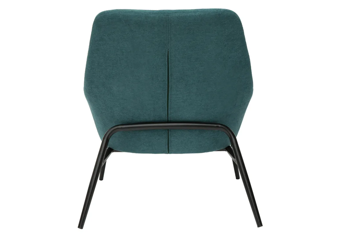 Fauteuil design en tissu effet velours bleu canard et métal noir MAXINE