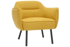 Fauteuil design en tissu effet velours jaune moutarde et métal noir LAURENS