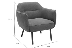 Fauteuil design en tissu effet velours texturé terre brûlée et métal noir LAURENS