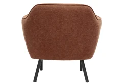 Fauteuil design en tissu effet velours texturé terre brûlée et métal noir LAURENS