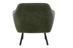 Fauteuil design en tissu effet velours vert kaki et métal noir LAURENS