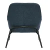 Fauteuil design en tissu effet velours texturé bleu foncé et métal noir MAXINE