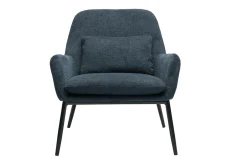 Fauteuil design en tissu effet velours texturé bleu foncé et métal noir MAXINE