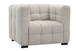 Fauteuil design en tissu effet velours texturé beige CORTO