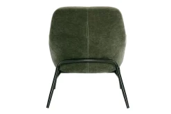 Fauteuil design en tissu effet velours vert kaki et métal noir MAXINE