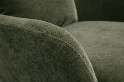 Fauteuil design en tissu effet velours vert kaki et métal noir MAXINE