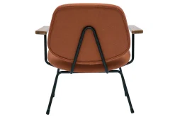 Fauteuil design en tissu effet laine bouclée terre brûlée, métal noir et bois foncé BARNET
