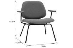 Fauteuil design en tissu effet laine bouclée terre brûlée, métal noir et bois foncé BARNET