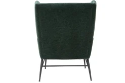 Fauteuil design en tissu effet velours texturé vert et métal noir COME