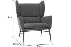 Fauteuil design en tissu effet velours texturé vert et métal noir COME