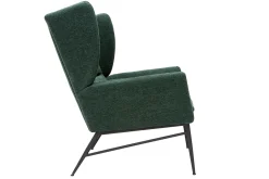 Fauteuil design en tissu effet velours texturé vert et métal noir COME