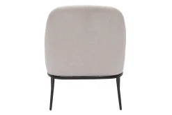 Fauteuil design en tissu effet velours texturé beige et métal noir BREGO