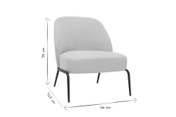 Fauteuil design en tissu effet velours texturé beige et métal noir BREGO